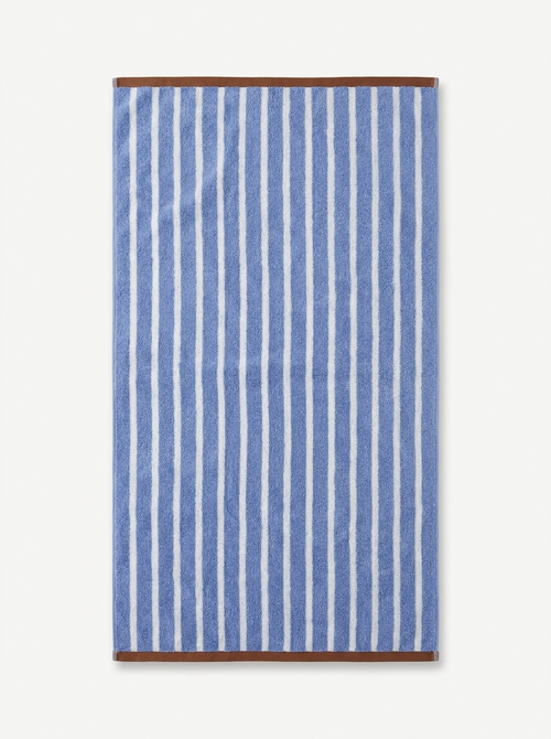 Striped Cotton Terry Towel — Blue & White — flat