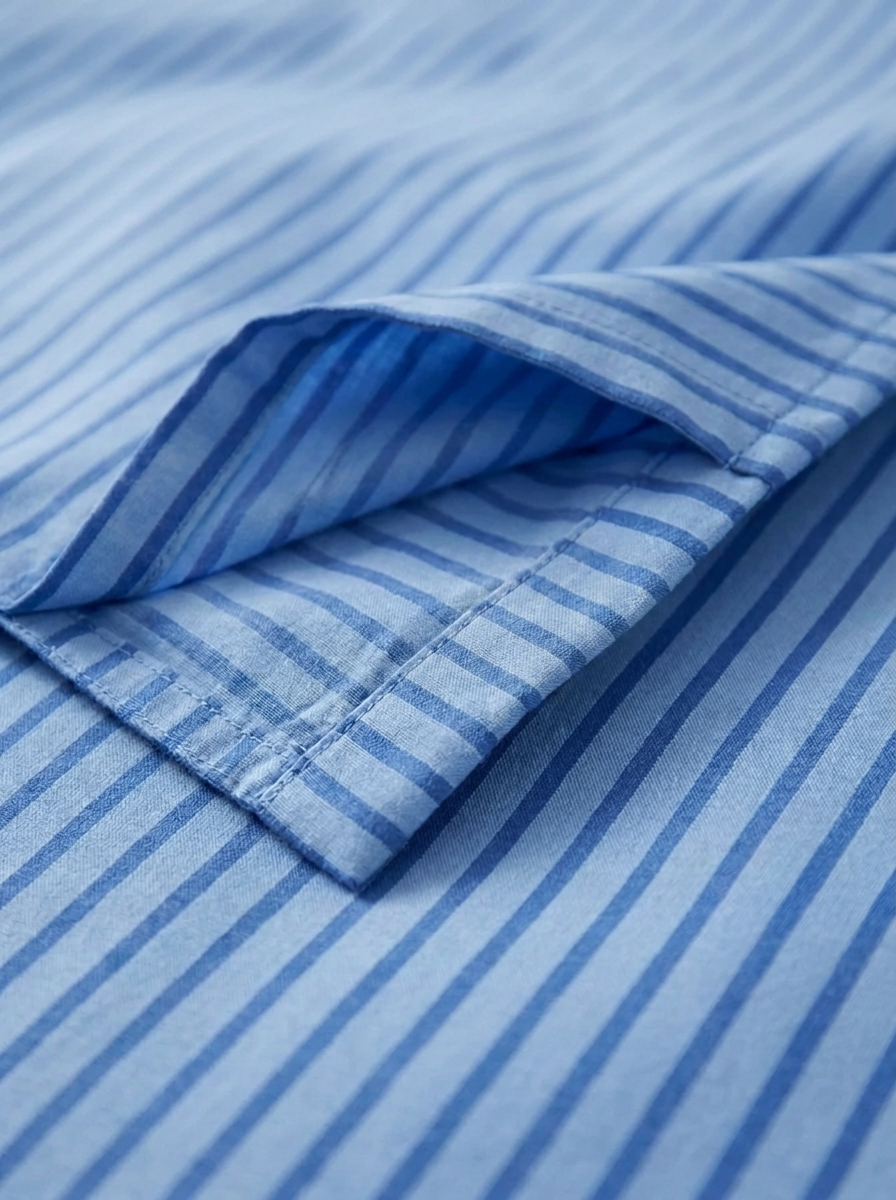INS Striped Cotton Bedding Set — Navy Stripe — fabric detail
