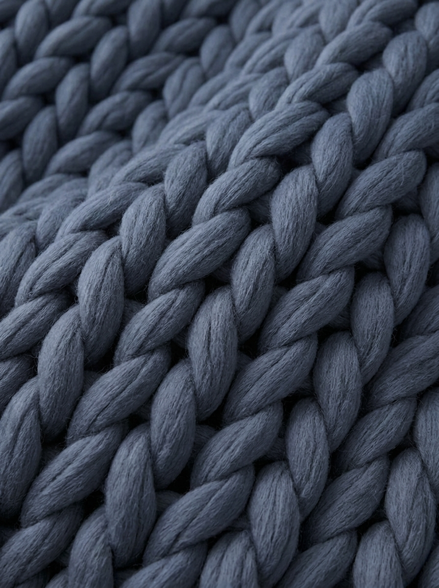 Chunky Knit Throw Blanket — Slate Navy — texture detail