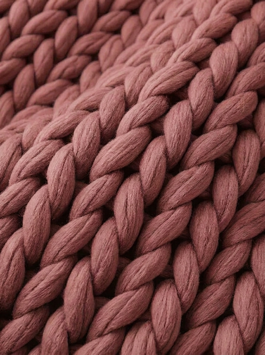 Chunky Knit Throw Blanket — Dusty Mauve — texture detail